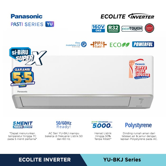 Panasonic AC Ecolite Inverter YU Series 1/2 PK - CS/CU-YU5BKJ